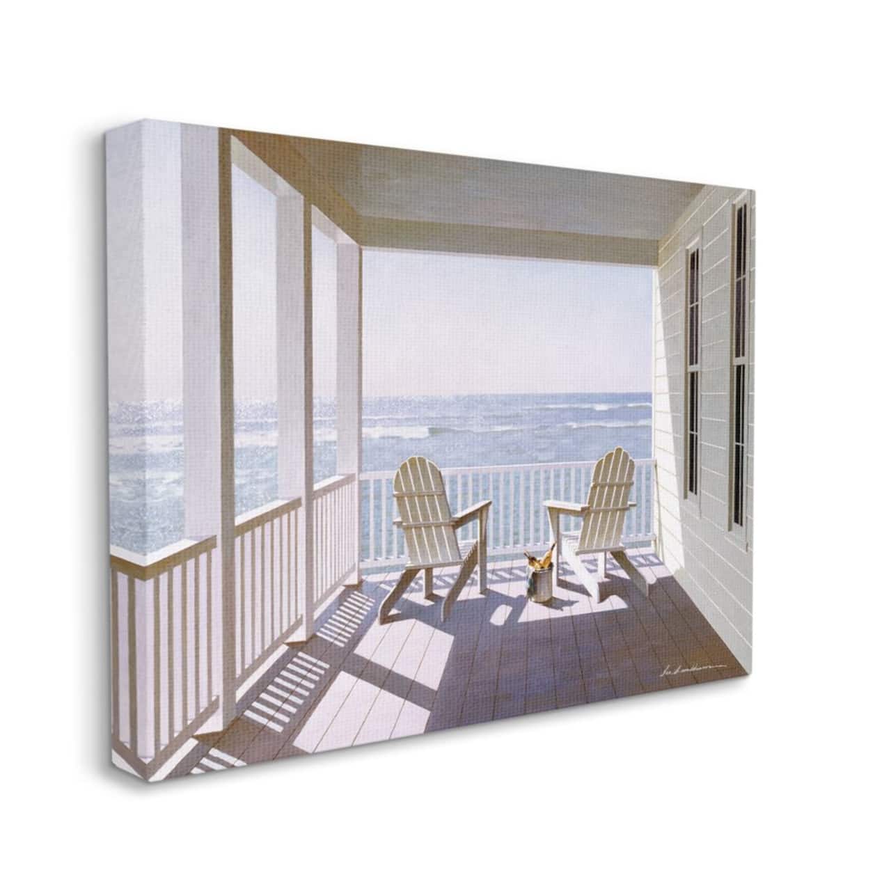 Stupell Industries Porch Chairs Overlooking the Tide Realistic Painting Canvas Wall Art